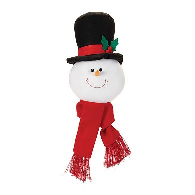 2-Piece Plush Snowman Head Ornament Set for Christmas Tree, Wreaths, and Holiday Decorating