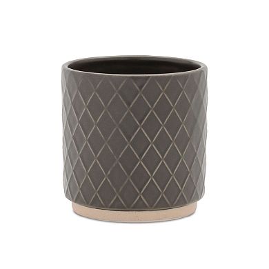 Set of 2 Diamond Pattern Ceramic Planters for Indoor Plants, Succulents, and Small Flowers