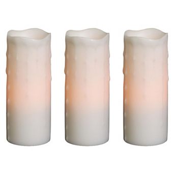 Flameless Dripping Pillar Candles Set of 2 with Timer, LED Battery Operated Indoor Decor