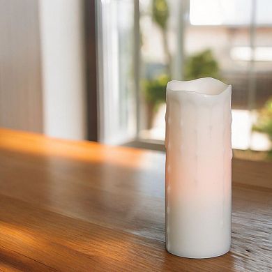 Flameless Dripping Pillar Candles Set of 2 with Timer, LED Battery Operated Indoor Decor