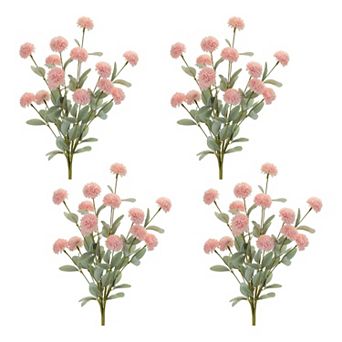 Set of 4 Mini Mum Floral Bushes for Vases, Wreaths, Garlands, and Tabletop Displays