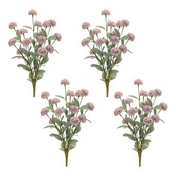 Set of 4 Mini Mum Floral Bushes for Vases, Wreaths, Garlands, and Tabletop Displays