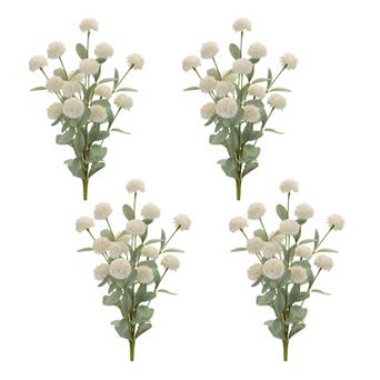 Set of 4 Mini Mum Floral Bushes for Vases, Wreaths, Garlands, and Tabletop Displays
