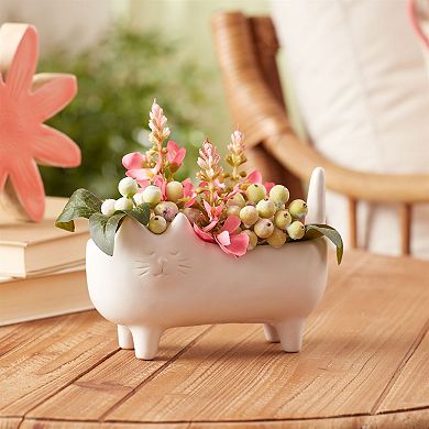 Set of 2 Cat-Shaped Ceramic Planters for Indoor Plants, Succulents, and Small Flowers