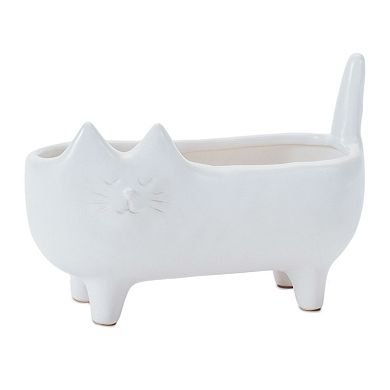 Set of 2 Cat-Shaped Ceramic Planters for Indoor Plants, Succulents, and Small Flowers