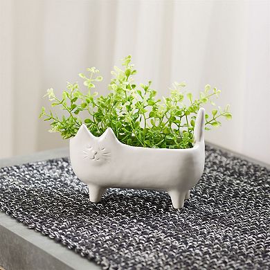 Set of 2 Cat-Shaped Ceramic Planters for Indoor Plants, Succulents, and Small Flowers