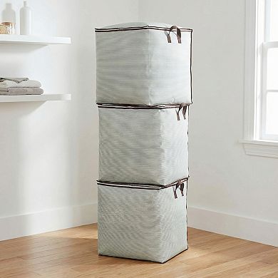 1 Pack Clothes Storage, Striped Storage Bag, Moving Bag for Organizing Bedroom, Storage with Handles