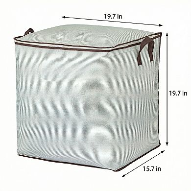 1 Pack Clothes Storage, Striped Storage Bag, Moving Bag for Organizing Bedroom, Storage with Handles