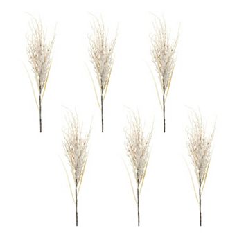 Set of 6 Flocked Twig Branches with Wired Stems for Christmas Garlands and Arrangements
