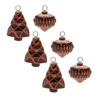 6 pc Tree and Onion Ornament Set for Christmas Tree and Holiday Decorating
