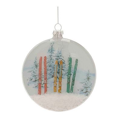 6-Piece Glass Disc Ornament Set with Winter Scene Design for Christmas Tree and Holiday Décor