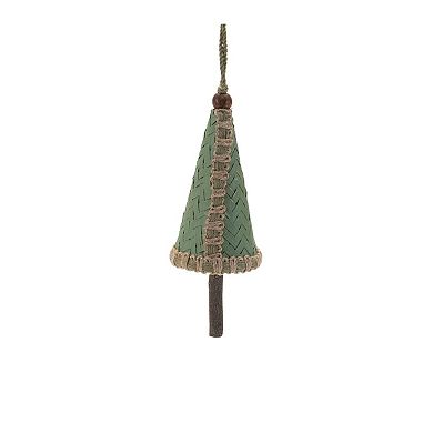 4-Piece Woven Wicker Pine Tree Ornament Set for Christmas Tree and Holiday Decorating