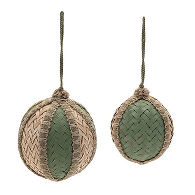 Wicker Ball Christmas Ornaments Set of 4, Farmhouse Woven Tree Décor