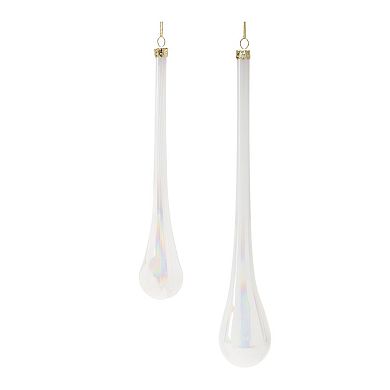 6-Piece Iridescent Glass Drop Ornament Set for Christmas Tree, Wreath, and Garland Decor
