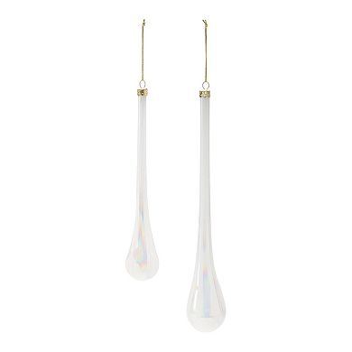 6-Piece Iridescent Glass Drop Ornament Set for Christmas Tree, Wreath, and Garland Decor