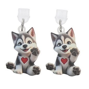 Dog Pendants Dust Plug Charm for Type-C Gray White 2 pc