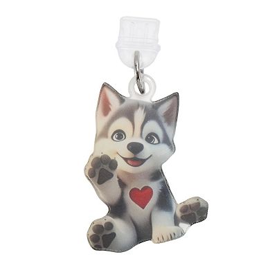 Dog Pendants Dust Plug Charm for Type-C Gray White 2 Pcs