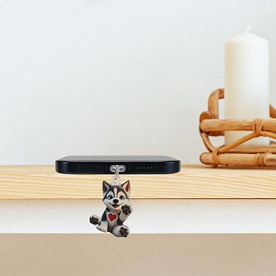 Dog Pendants Dust Plug Charm for Type-C Gray White 2 Pcs