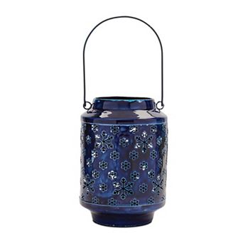 Snowflake Cutout Metal Candle Lantern for Table, Entryway, or Holiday Display