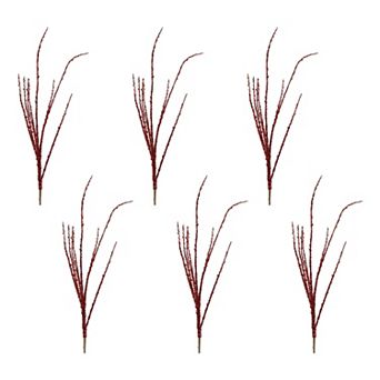 Set of 6 Glittered Branches for Vases, Centerpieces, Holiday and Christmas Decor