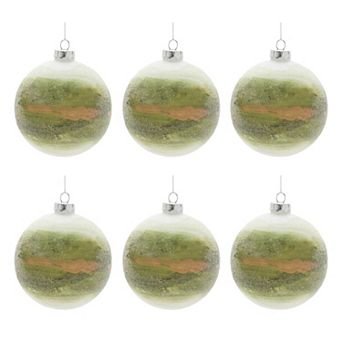 Glass Christmas Ball Ornaments Set of 6 Holiday Tree Decorations