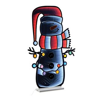 Lighted Snowman Infinity Light Decoration Plug-In Holiday Decor for Indoor, Covered Outdoor Display