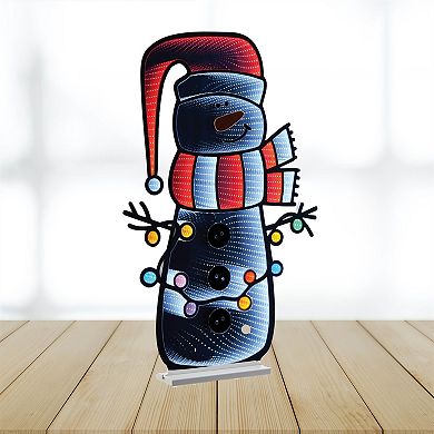 Lighted Snowman Infinity Light Decoration Plug-In Holiday Decor for Indoor, Covered Outdoor Display