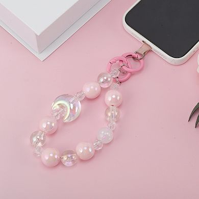 Moon Phone Charm Light Pink Clear 1 Pc