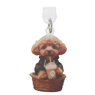 Dog Pendants Dust Plug Charm for Type-C Brown 2 Pcs