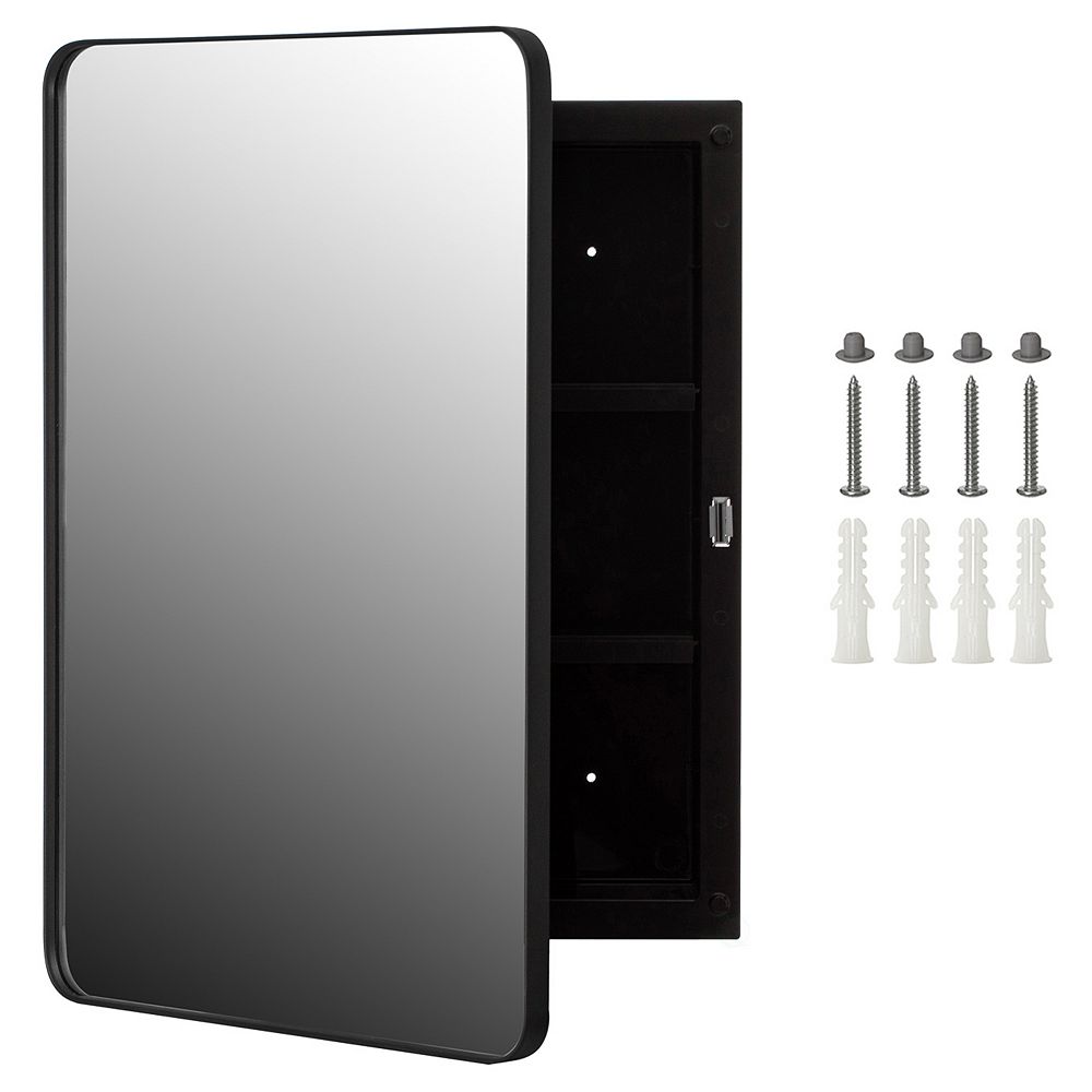 Basicwise 16 x 22 inches Plastic Medicine Cabinet Recessed or Surface ...