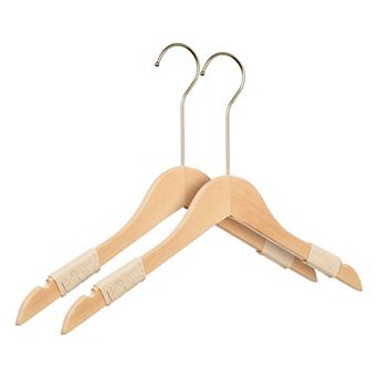 2 Pack Wood Rope Non-Slip Hangers, Durable 360-degree Clothes Hangers for Clothing