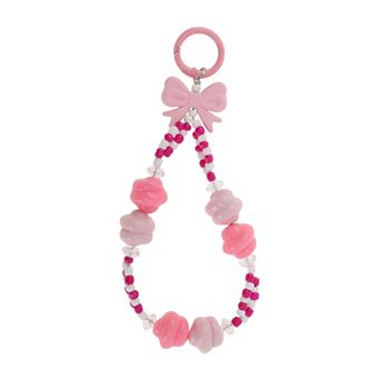 Bow Phone Charm Pink White 1 pc