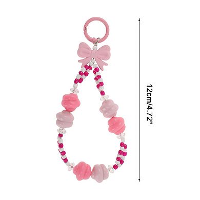 Bow Phone Charm Pink White 1 Pc