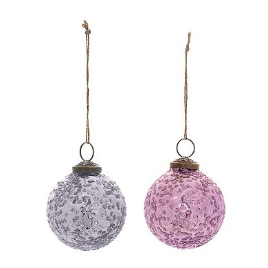 6pc Glass Ball Ornaments, Distressed Finish Christmas Tree Hanging Decorations