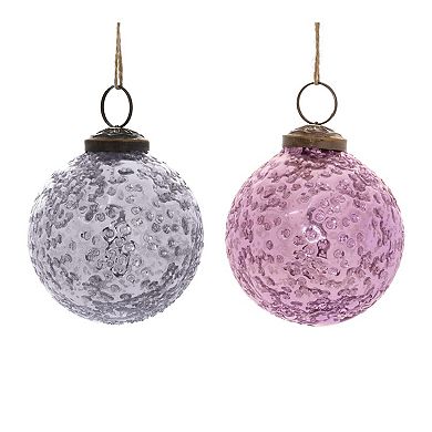 6pc Glass Ball Ornaments, Distressed Finish Christmas Tree Hanging Decorations
