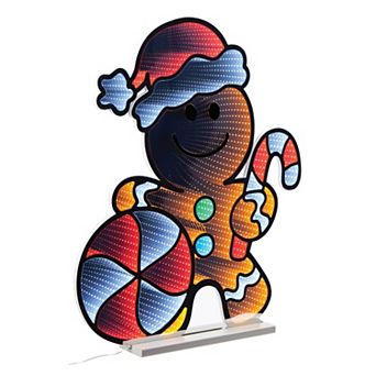 Lighted Gingerbread Man Decoration with Infinity Light Effect for Indoor or Covered Outdoor Display