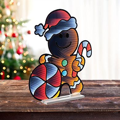 Lighted Gingerbread Man Decoration with Infinity Light Effect for Indoor or Covered Outdoor Display