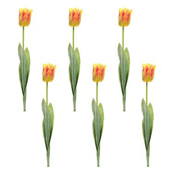 Set of 6 Tulip Stems for Spring Home Decor, Living Room, Entryway, and Floral Displays