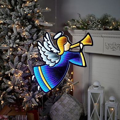 Lighted Angel Decor with Horn Accent and Infinity Lighting for Holiday Mantels, Tabletops, Entryways