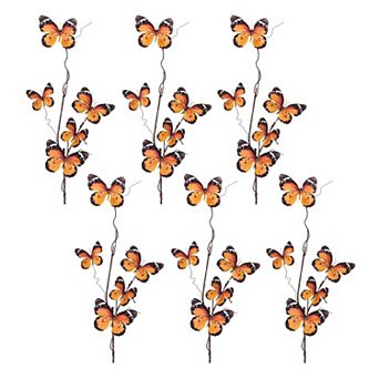 Set of 6 Butterfly Twig Sprays for Vases, Wreaths, Garlands, and Floral Displays