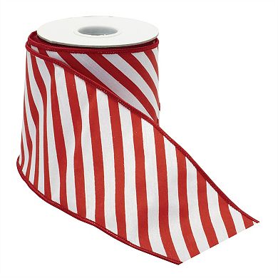 2pc Polyester Wired Holiday Ribbons with Vibrant Striped Design for Wreaths, Garlands, Gift Wrapping