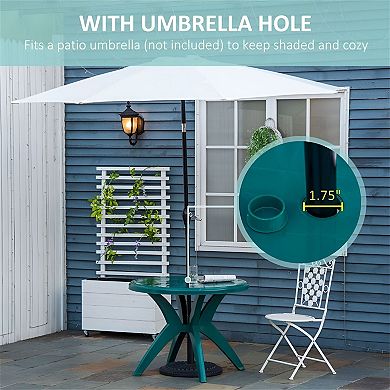 Outdoor Garden Dining Table with Umbrella Hole for Patio or Balcony