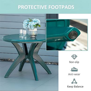 Outdoor Garden Dining Table with Umbrella Hole for Patio or Balcony