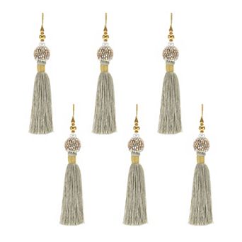 6 pc Jeweled Tassel Ornaments with Metallic Accents for Festive Tree, Garland, and Mantle Displays