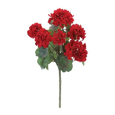 Set of 2 Geranium Floral Bushes for Tablescapes, Mantels, Entryways, Hanging Baskets, Spring Decor