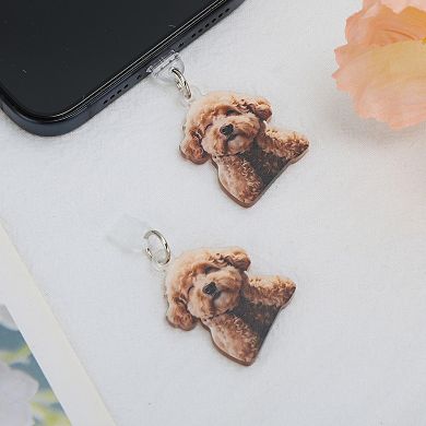 Dog Pendants Dust Plug Charm for Type-C Light Brown 2 Pcs