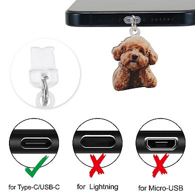 Dog Pendants Dust Plug Charm for Type-C Light Brown 2 Pcs