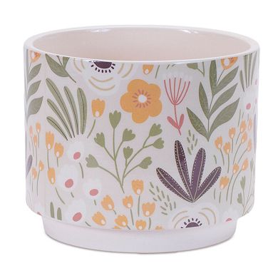 Set of 3 Decorative Dolomite Planters with Floral, Butterfly, Mandala Designs for Shelves, Tabletops