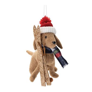 6-Piece Plush Winter Sport Dog Ornament Set for Festive Holiday Tree Displays