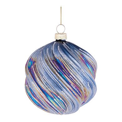 Iridescent Glass Ball and Oblong Ornaments Set of 6 Christmas Tree Decor